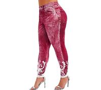 Cocila Ladies Stretch Long Leggings Womens Walking Leggings Ladies Christmas Leggings UK Ladies Walking Trousers Short Leg Ladies Support Leggings Deal of The Day (Red, L)