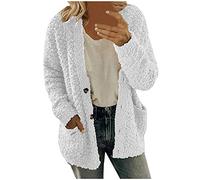 Cocila Ladies Sweatshirts without Hood Women Casual Plus Size Plush Sweater Pockets Outerwear Buttons Cardigan Coat Wool Jacket Women