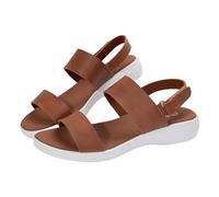 Cocila Ladies Walking Sandals Casual Solid Color Round Head Cake Thick Bottom Female Buckle Mouth Roman Shoes Summer Fashion Brown, 5 Platform For Women Glitter Swollen Feet Cork Gold Heels