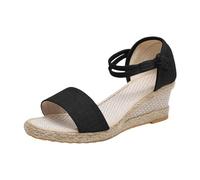 Cocila Ladies Walking Sandals Women'S Summer Strap Open Toe Fish Mouth Side Buckle Tower High Heel Slope Black, 5.5 Wedges Womens Size 5 Memory Foam For Women Uk Sandal Bohemian Cream Spanish