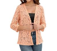 Cocila Ladies White Cardigan A Solid Color Lace Knitted with V Neck and Three Quarter Sleeves for (Orange, XXXXXL) Cream Cardigans Women UK Beach Cover Ups Top Size 12 Sheer Closed Toe Sandals