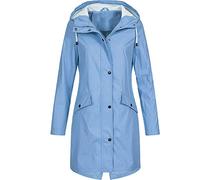 Cocila Ladies Windproof Rain Jacket Women's Windproof Long Rain Jacket Outdoor Hoodie Overcoat Solid Coat Women's Coat Casual Women Jacket (Sky Blue, M)