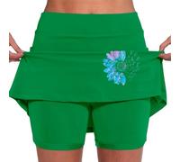 Cocila Leggings for Women UK Gym Yoga Tennis Skirt High Waisted Soft Stretchy Summer 2 in 1 Shorts Cropped Running Sports with Pockets Quick Dry Gift Maternity Capri Cycling Biker Green M