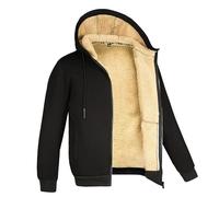 Cocila Lightening Deal Of Day Men's Zipper Padded Hooded Sweatshirts for Men UK Cardigan Hooded Jacket Padded and Thickened Solid Color Puffy Jacket Large Tall Fashion Sweat Black of Friday Bargins