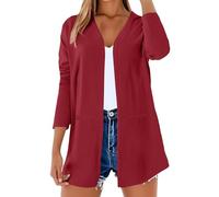 Cocila Lightning Deals of The Day Cardigan for Women Loose Casual Lightweight Ladies Long Sleeve V-Neck Knitted Sweaters with Pockets Outerwear Ladies Scalloped Shrugs Jumper Black of Friday Offers