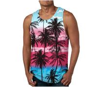 Cocila Lightning Deals Today Men's Beach Print Sleeveless Top Holiday Beach T Shirt Vest Tall Mens T Shirts Dress Shirts for Men Adult Mens Linen Henley Shirt White Collared Shirt L Black of Friday