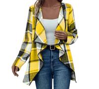 Cocila Long Sleeve Cardigans for Women UK Plaid Casual Open Front Work Blouses Lightweight Fall Jacket Work Clothes Hell Bunny Plus Size Cardigan Warm Coat Womens Sweaters Yellow