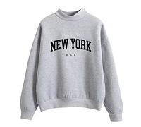 Cocila Los Angeles Sweatshirt Women's Loose Letter Print O Neck Long-Sleeve Tops Pullover Fashion Casual Jumper Oversized Shirts Streetwear