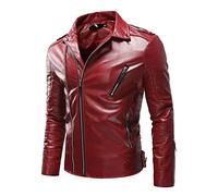 Cocila Men Casual Coat Sports Pocket Zipper Baseball Clothes Flying Jacket Winter Coats for Mens Tall (Red, L) Jackets Smart Men's Trench Waterproof Long with Hood Puffer Parka Velvet and UK Warm