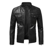 Cocila Men Down Jacket Lightweight Leather Coat Long Sleeve Zipper Stand Collar Pocket Jackets Golf Waterproof Combat for UK