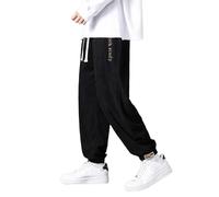 Cocila Men Spring and Summer Pant Casual All Solid Color Painting Cotton Linen Loose Plus Size Trouser Fashion Beach Pockets Wide Legged Pants (Black, XL) Army Surplus Trousers Black Suit Mens