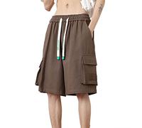 Cocila Men's Boxer Shorts Elastic Waistband Casual Loose Straight Pants Work Mens Lightweight Chinos Workman Men Summer Green Man 7 Inch Camouflage Cargo Trousers Pink 3/4 Length Cargos Beige