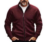 Cocila Men's Cardigan Sweater Zip Chunky Ribbed Knit Cropped Pocket Knitted Color Block Stand Collar Warm Ups Modern Contemporary Casual Daily Wear Working Jacket for Men