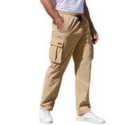 Cocila Mens Cargo Pants Relaxed Elastic Waist Work Outdoor Casual with Pockets Indoor (Khaki, S) Blue Trousers Men Joggers Loose Fit Cargos 29 Leg Lightweight Combat 42 Man Cuffed Elasticated