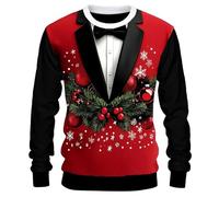 Cocila Men'S Casual Daily Christmas Santa Round Neck Hoodie Top Sweatshirt Blouse Long Sleeve Shirt (Red, Xxxxl) Thermal Men Camo For Junmers Tracksuit Pink Work Jackets Sage Green 5Xl Mens Zip