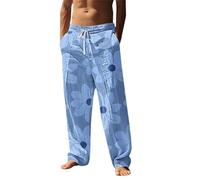 Cocila Men's Coconut Tree Print Pants Yoga Beach Loose Fit Casual Summer Elastic Waist Baggy Trousers with Pockets Workout & Training (Hot Pink, M) Light Men Jogging Mens Lightweight for UK