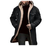 Cocila Men'S Fleece Lined Thickened Casual Comfortable Warm Outdoor Multi Pocket Coat Jacket Sandstone Traditional (Black, Xxl) Mens Black Men Long Trench Military Waterproof With Hood Winter