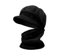 Cocila Men's Large Bucket Hat Women's Knitted Warm Basin Padded Cotton Plush + Scarf Two Set Painting (Black, One Size) Kid Winter Womens Heated for Women Cold Weather Sets Boys Gloves Baker Boy