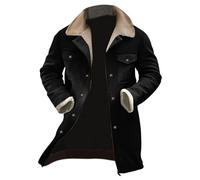 Cocila Men'S Large Size Padded Winter Zipper Lapel Long Sleeve Thickened Coat Rain 5 (Black, L) Moncler Jacket Mens Wool Overcoat Men Jackets Tweed For Duffle Superdry Over Uk Black Pea Trench