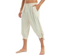 Cocila Men's Medieval Small Leg Gaiters Solid Color Cotton Pants Plush (Beige, L) Mens Jogging Bottoms Short 29 Inch Green Cargo Black Trousers Men Corduroy White Linen Tracksuit Work for UK