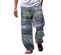 Cocila Men's Printed Pants Beach Elastic Waistband Geometric Comfortable Casual Daily Holiday Streetwear Training for Man (Green, XXL) Combats Trousers Men UK Green Works Mens Cargo Sweatpants