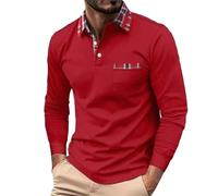 Cocila Mens Shirts Long Sleeve Smart Casual Button Solid Color T Shirt Top Black Polo Pack Neck for Men Cowboy Embroidered