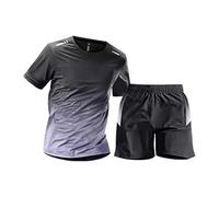 Cocila Mens Shorts and T Shirts Sets Summer Gradient Sports Cool Men's Tracksuit Running Gym Work Golf Chino Cycling Breathable Football Shorts for Men UK Oversized with Pocket Set Grey 3XL