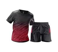 Cocila Mens Shorts and T Shirts Sets Summer Gradient Sports Cool Men's Tracksuit Running Gym Work Golf Chino Cycling Breathable Football Shorts for Men UK Oversized with Pocket Set Red 3XL