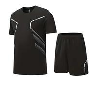 Cocila Mens Shorts and T Shirts Sets Summer Gradient Sports Cool Men's Tracksuit Running Gym Work Golf Chino Cycling Breathable Football Shorts for Men UK Oversized with Pocket Set L-5XL Black