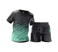 Cocila Mens Shorts and T Shirts Sets Summer Gradient Sports Cool Men's Tracksuit Running Gym Work Golf Chino Cycling Breathable Football Shorts for Men UK Oversized with Pocket Set Green XXL