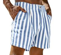 Cocila Mens Shorts Mid Waist Cotton Linen Pleated Stripe Formal Casual Breathable Holiday Short for Summer Trousers Men Three Quarter Length Men's Pants Green Stretch Work Golf Sport Womens
