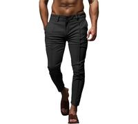 Cocila Men's Skinny Stretchy Khaki Pants Colored Slim Fit Slacks Tapered Trousers Boy 9 (Black, XL) Tracksuit Mens. Bottoms Mens Open Hem Joggers Green Combat Men Orange Casual Regular