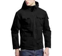 Cocila Men'S Soft Jacket Loose Functional Camouflage Hooded Men Windbreaker (Black, Xxl) Overcoat Mens Duffle Coats Uk Coat Jackets Winter Waterproof For And Parka Superdry Pea Trench Long