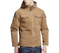 Cocila Men'S Soft Jacket Loose Functional Camouflage Hooded Men Windbreaker (Khaki, Xxl) Mens Coats Jackets Winter Faux Fur For Long Coat Trench Overcoat Superdry Double Breasted Wool Short