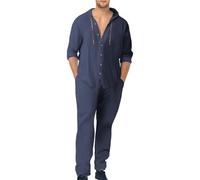 Cocila Men's Solid Cotton and Linen Suit,2025 UK Long-Sleeved Drawstring Button-Down Shirt, Loose Oversized Casual Pants Fashion Sweatsuit Breathable Tracksuit