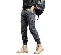 Cocila Men's Spring and Autumn Japanese Overalls Casual Pants Go with High Street Fashion Personality Function Wind Multi Bag Fuzzy (Grey, 28) Hunting Trousers for Men Clothing Mens Rugby Grey