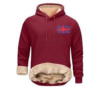 Cocila Men'S Spring And Autumn Winter Sweatshirt Plus Velvet Thickened 2D Printing Personalized Retro National Flag Casual Fashion Hoodie Boondocks (Wine, Xxxxl) Christmas Top Presents Corduroy