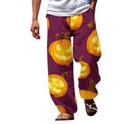 Cocila Men's Spring and Summer Trousers Halloween Pumpkin Head Beach Pocket Pants Little House Big (A, S) Linen Mens Jogging Bottoms Men Zip Pockets Camo Cargo Tracksuit Shorts Loose Fit Work