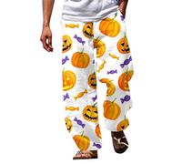 Cocila Men's Spring and Summer Trousers Halloween Pumpkin Head Beach Pocket Pants Little House Big (E, XXXL) Cargo Joggers Men Mens Golf Skinny Fit Work Fleece Lined Lightweight Combat Chinos