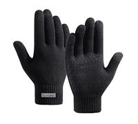 Cocila Men'S Winter Knitting Warm Plush Riding Wool Gloves Mittens For Women Cold Weather Heated (Black, L) Thermal Mens Thermals Womens Running Silk Ladies Red Long Motorbike Hat And Leather