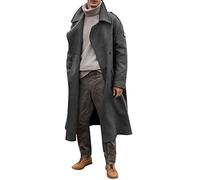 Cocila Mens Wool Coats Thick Double Breasted Long Jackets Peacoat Plus Size Winter Warm Parka Wool Trench Coat Open Front Cardigan Outwear S-3XL
