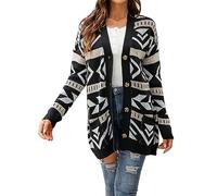 Cocila Open Front Cardigan Sweaters for Women Women's Autumn and Winter Lozenge Loose Mid Length Knit Cardigan Ladies Petite Sweaters Cardigan Beige Cardigan Women
