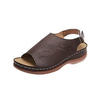 Cocila Platform Sandals Round Hook&Loop Solid Casual Color Women'S Toe Cutout Brown, 6.5 Size 9 Womens Wide Fit Black Sparkly Sandal Heels Shoes Ladies Elasticated White 5 Wedge Womans Sandles