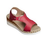 Cocila Platform Sandals Side Hollow Leather Stretch Flat Rome Shoes Summer Fashion Ladies (Red, 4.5) White For Women Size 8 Uk Gold Black Heels 3 6 Post Womens Red Wide Fitting Wedges Jesus