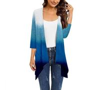 Cocila Plus Size Kimonos Women's Printed Fashion Casual Three Quarter Sleeve Cardigan Over Cardigans for Women Knitted Shrug Cardigan UK Plus Size Kimonos for Women 4X-5X Boho