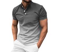 Cocila Polo Shirts for Men UK Slim Fit Work Casual Business Striped Zip Button Soft Premium Henley Short Sleeved T Shirt Tops Collar with Pocket M-3XL White Polo Shirt Mens