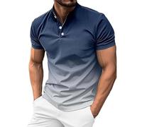 Cocila Polo Shirts for Men UK Slim Fit Work Casual Business Striped Zip Button Soft Premium Henley Short Sleeved T Shirt Tops Collar with Pocket M-3XL White Polo Shirt Mens