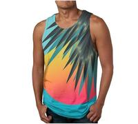 Cocila Prime Deals of The Day Prime Sale Men's Beach Print Sleeveless Top Holiday Beach T Shirt Vest Tall Mens Shirts Outdoor Clothing Mens Mens Xmas Shirts Long Sleeve Mens Long Le Black of Friday