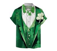 Cocila Prime Deals of The Day Prime Sale St. Patrick's Day Men's Hawaiian Shirts Regular-Fit Short-Sleeve Print Shirt Summer Fashion 3D Printed Tops Round Neck T S Today Black of Friday