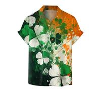 Cocila Prime Deals of The Day Prime Sale St. Patrick's Day Men's Hawaiian Shirts Regular-Fit Short-Sleeve Print Shirt Summer Fashion 3D Printed Tops Round Neck T Shirt St. Pa's D Clearance Bargains